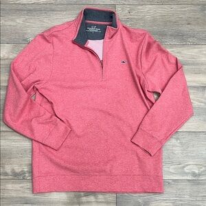 Vineyard Vines Men’s Coral Color Quarter-Zip Pullover Size L